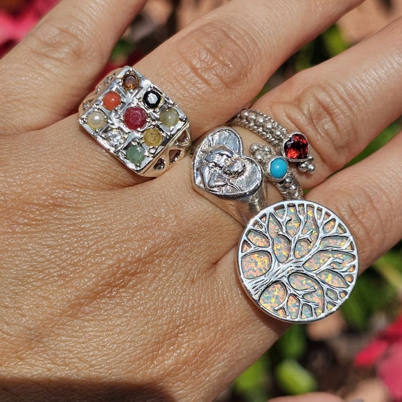 Tree of Life Faux Opal Ring 926 - Picture 4 of 4